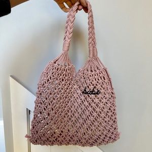 Blush Pink Macrame Crochet Beach Tote
